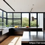 Home 17 주방 도구의 원자재와 환경적 영향 - **A Modern and Sustainable Kitchen Oasis.**
* **Prompt**: A high-angle, bright, and airy photo...